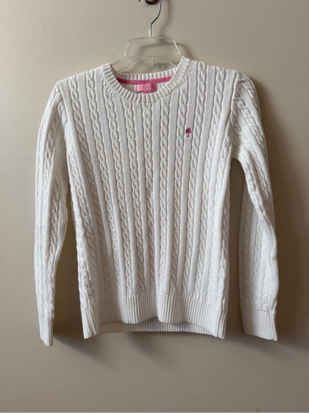 Lilly Pulitzer Vintage Cable Knit Sweater White Women's Size Medium